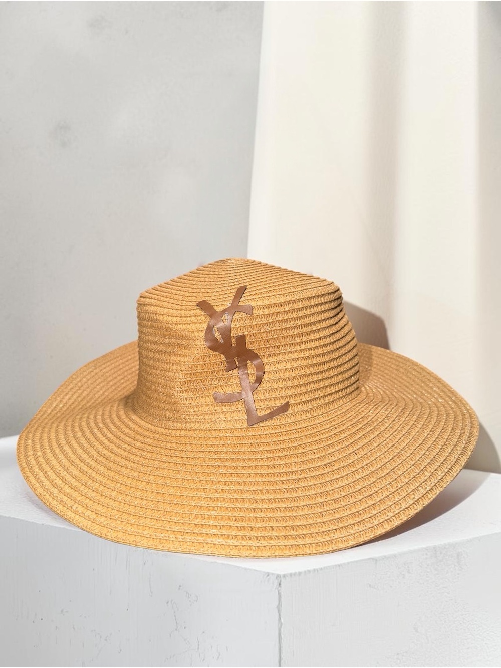 Wide Brim Straw Sun Hat - Tan dust bag included